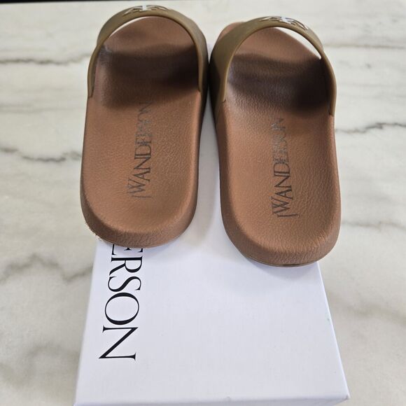 JW ANDERSON Brown PVC Logo Embossed Pool Slide Slides Sandals Size 39 - Picture 4 of 6